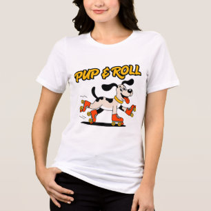 Hond op roller Schaatsen Pup & Roll Tri-Blend Shirt