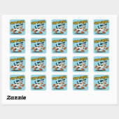 Hond op roller Schaatsen Pup & Roll Vierkante Sticker (Vel)