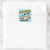 Hond op roller Schaatsen Pup & Roll Vierkante Sticker (Tas)