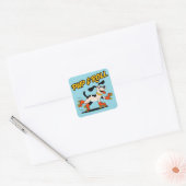 Hond op roller Schaatsen Pup & Roll Vierkante Sticker (Envelop)