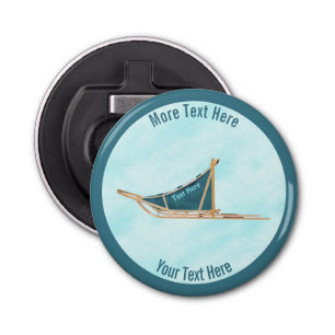 Hond op sneeuw button flesopener