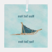 Hond op sneeuw glas ornament (Achterkant)