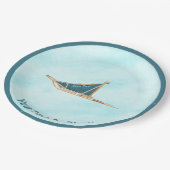 Hond op sneeuw papieren bordje (Gekanteld)