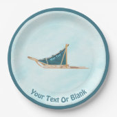 Hond op sneeuw papieren bordje (Voorkant)