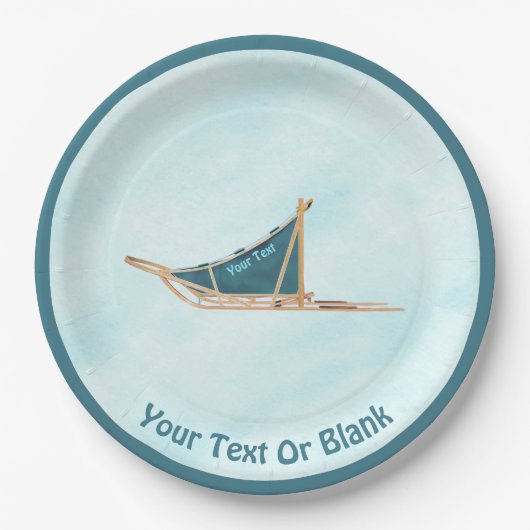 Hond op sneeuw papieren bordje (Voorkant)