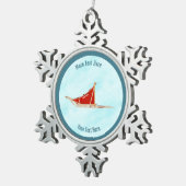 Hond op sneeuw tin sneeuwvlok ornament (Rechts)