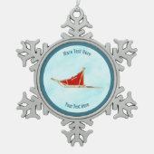 Hond op sneeuw tin sneeuwvlok ornament (Voorkant)