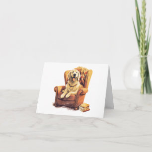 Hond op Stoel met Boeken BLANK Kaart