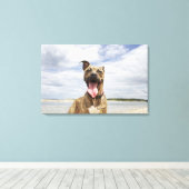 hond op strand canvas afdruk (Insitu (Houten vloer))