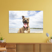 hond op strand canvas afdruk (Insitu (Woonkamer))