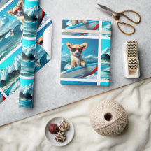 Hond op Surfboard Wearing Sunbril AI Art