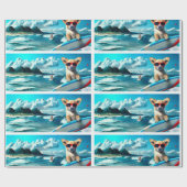 Hond op Surfboard Wearing Sunbril AI Art Cadeaupapier (Vlak)