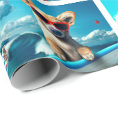 Hond op Surfboard Wearing Sunbril AI Art Cadeaupapier (Rol Hoek)