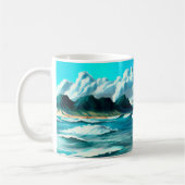 Hond op Surfboard Wearing Sunbril AI Art Koffiemok (Links)