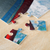 Hond op Surfboard Wearing Sunbril AI Art Legpuzzel (Zijkant)