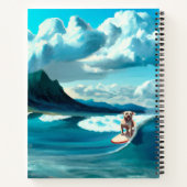 Hond op Surfboard Wearing Sunbril AI Art Notitieboek (Achterkant)