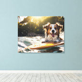 Hond op surfplank canvas afdruk (Insitu (Houten vloer))