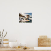 Hond op surfplank poster (Keuken)