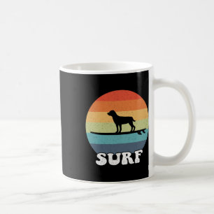 Hond Op Surfplank Surfen Bord Surfer Hond Retro Su Koffiemok