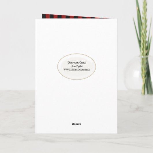 hond op touw lijst met houthakker plaid Christmas Kaart (Achterkant)