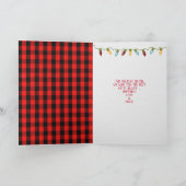 hond op touw lijst met houthakker plaid Christmas Kaart (Binnen)