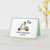 Hond op Vespa met ballonnen Kaart (Gele Bloem)