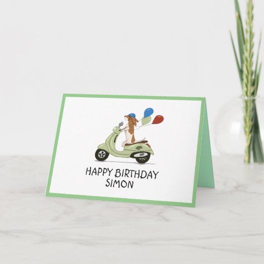 Hond op Vespa met ballonnen Kaart (Voorkant)