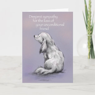 Hond op zijn rug, sorry voor je verlies kaart