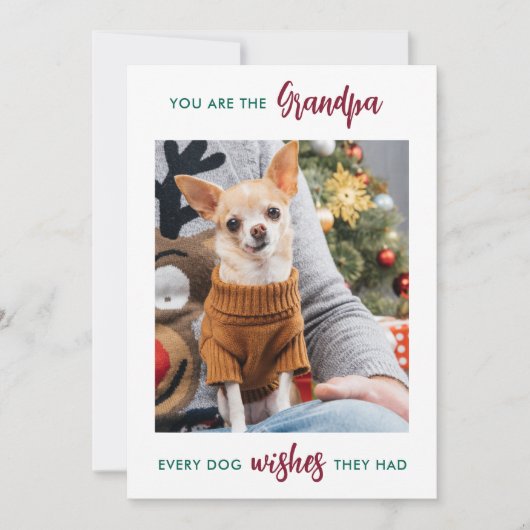 Hond opa vrolijk kerstfeest aangepaste huisdier fo feestdagenkaart (Voorkant)