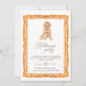 Hond Oranje Preppy Pompoen Halloween Party Kaart (Voorkant)