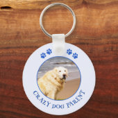 Hond ouder foto blauw aangepaste tekst sleutelhanger (Voorkant)