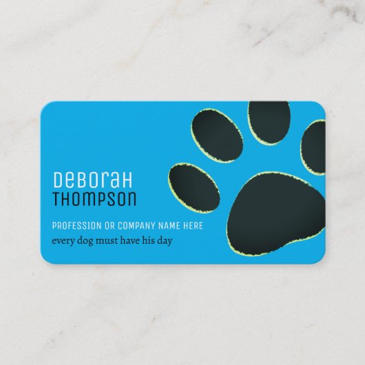 Hond Oversized Paw Pet Lovers Sky Blue Visitekaartje (Voorkant)
