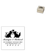 Hond Paar Silhouet Bruiloft Namen Retouradres Rubberstempel (Gestempeld)