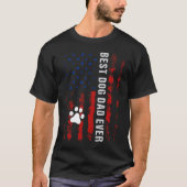 Hond Papa Amerikaanse vlag vaders dag voor beste h T-shirt (Voorkant)