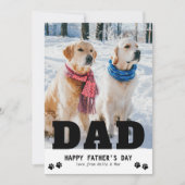 Hond Papa Fijne Vaderdag Pootafdruk Modern Foto Feestdagenkaart (Voorkant)