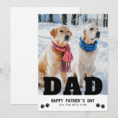 Hond Papa Fijne Vaderdag Pootafdruk Modern Foto Feestdagenkaart (Voorkant / Achterkant)