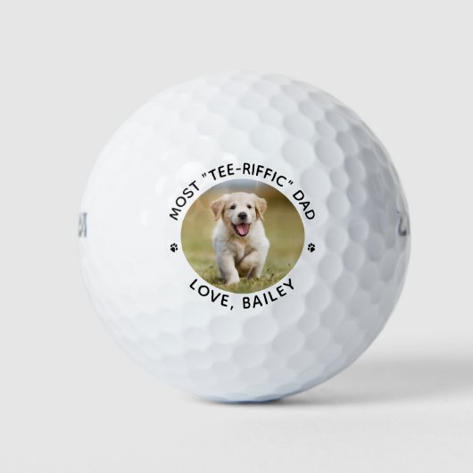 Hond Papa Gepersonaliseerde Pet Photo Golf Balls Golfballen (Voorkant)