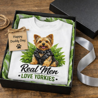 Hond Papa Grappig Echte Mannen Liefhebben Yorkies T-shirt