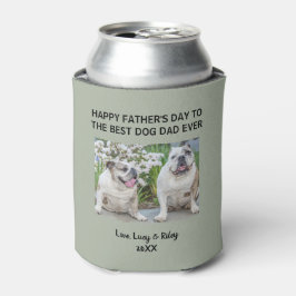 Hond Papa Happy Vaderdag Custom Foto Groen Blikjeskoeler