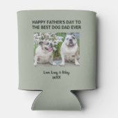 Hond Papa Happy Vaderdag Custom Foto Groen Blikjeskoeler (Achterkant)