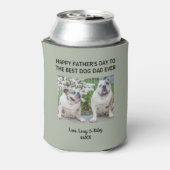 Hond Papa Happy Vaderdag Custom Foto Groen Blikjeskoeler (Blikje Achterkant)