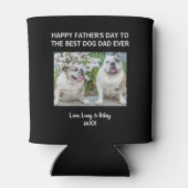 Hond Papa Happy Vaderdag Custom Foto Zwart Blikjeskoeler (Achterkant)