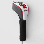 Hond Papa Poot Rood, Zwart & Wit Golfheadcover (Schuin)