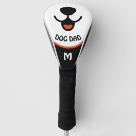 Hond Papa Puppy Gezicht Rood Wit & Zwart Golfheadcover