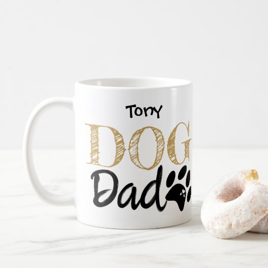 Hond papa vadersdag Pootafdruk Mok Cadeau (Met donut)