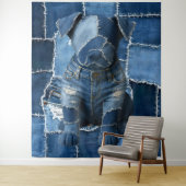 Hond Patchwork Kunst Denim Wandkleed (In situ)