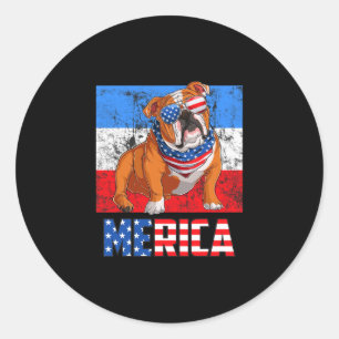 Hond Patriottisch USA 4 juli Amerikaanse vlag Amer Ronde Sticker