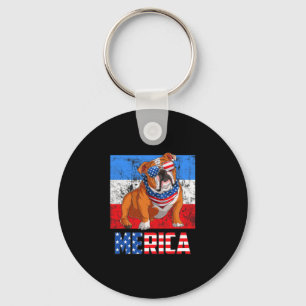 Hond Patriottisch USA 4 juli Amerikaanse vlag Amer Sleutelhanger