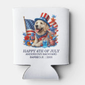 Hond Patriottische Top Hat Rood Wit Blauw Sterren  Blikjeskoeler (Achterkant)