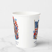 Hond Patriottische Top Hat Rood Wit Blauw Sterren  Papieren Bekers (Rechts)